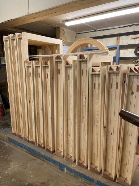 Box Sash Windows for a church in London, ready for the spray shop.: Swipe To View More Images