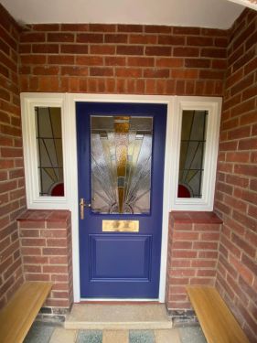 Click Here To Enlarge This Photo Of Hardwood Front Door and Sidelights