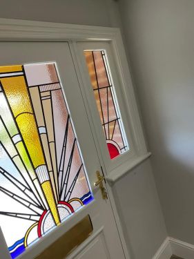 Click Here To Enlarge This Photo Of Hardwood Front Door and Sidelights