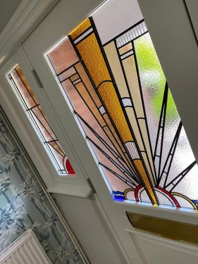 Click Here To Enlarge This Photo Of Hardwood Front Door and Sidelights