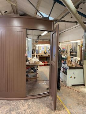 Click Here To Enlarge This Photo Of Curved Doors and Frame made from Sepele Hardwood